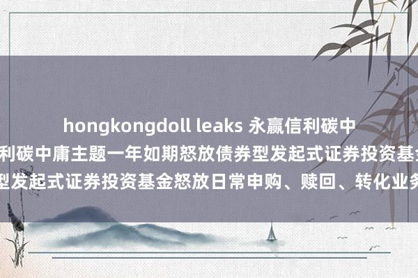 hongkongdoll leaks 永赢信利碳中庸一年定开债券发起: 永赢信利碳中庸主题一年如期怒放债券型发起式证券投资基金怒放日常申购、赎回、转化业务的公告