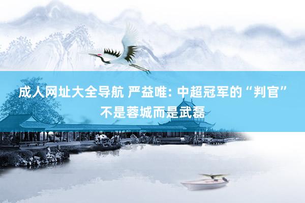 成人网址大全导航 严益唯: 中超冠军的“判官”不是蓉城而是武磊