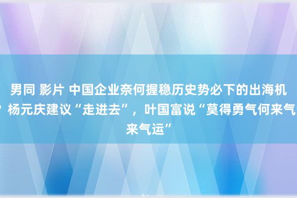 男同 影片 中国企业奈何握稳历史势必下的出海机遇？杨元庆建议“走进去”，叶国富说“莫得勇气何来气运”