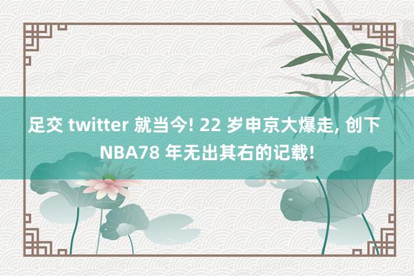 足交 twitter 就当今! 22 岁申京大爆走， 创下 NBA78 年无出其右的记载!