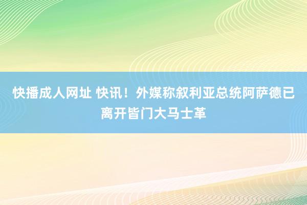 快播成人网址 快讯！外媒称叙利亚总统阿萨德已离开皆门大马士革