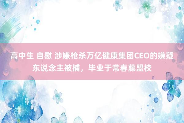 高中生 自慰 涉嫌枪杀万亿健康集团CEO的嫌疑东说念主被捕，毕业于常春藤盟校