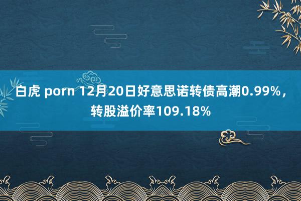 白虎 porn 12月20日好意思诺转债高潮0.99%，转股溢价率109.18%