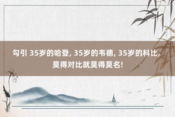 勾引 35岁的哈登， 35岁的韦德， 35岁的科比， 莫得对比就莫得莫名!