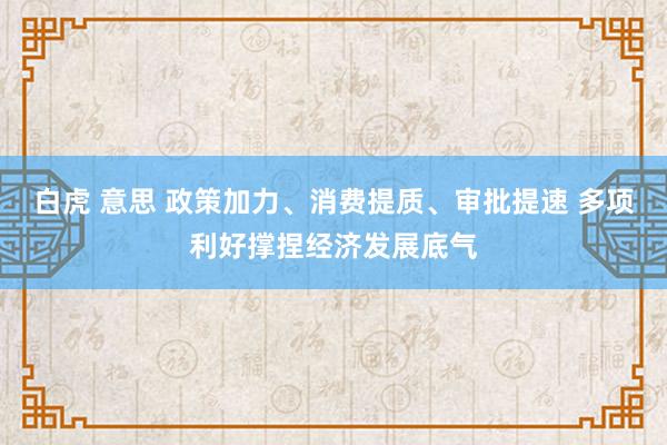 白虎 意思 政策加力、消费提质、审批提速 多项利好撑捏经济发展底气