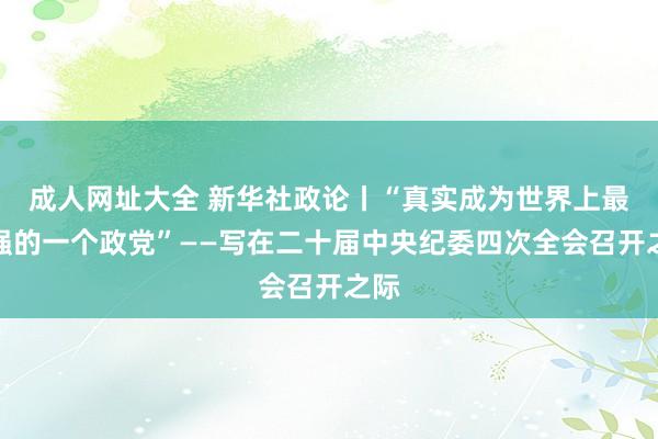 成人网址大全 新华社政论丨“真实成为世界上最坚强的一个政党”——写在二十届中央纪委四次全会召开之际