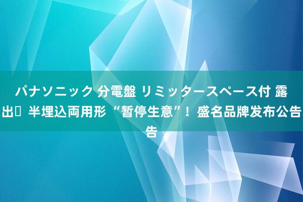 パナソニック 分電盤 リミッタースペース付 露出・半埋込両用形 “暂停生意”！盛名品牌发布公告